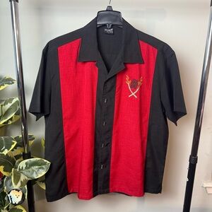 STEADY Clothing Last Call Black & Red Tropical Itch Bowling Tiki Shirt ~ XL